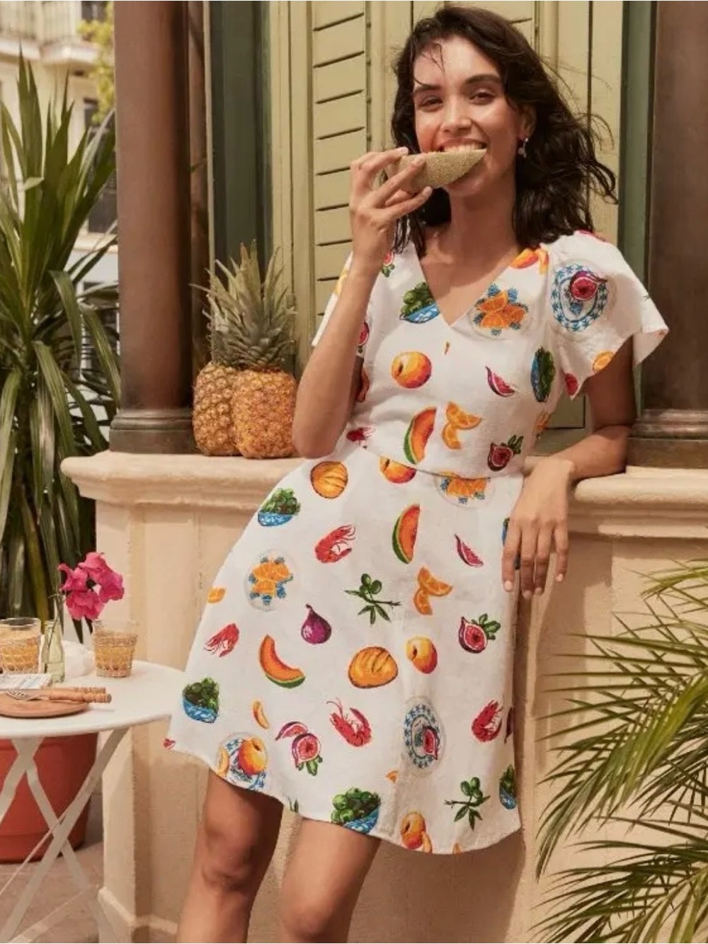 J CREW Linen Blend Fruits Dress